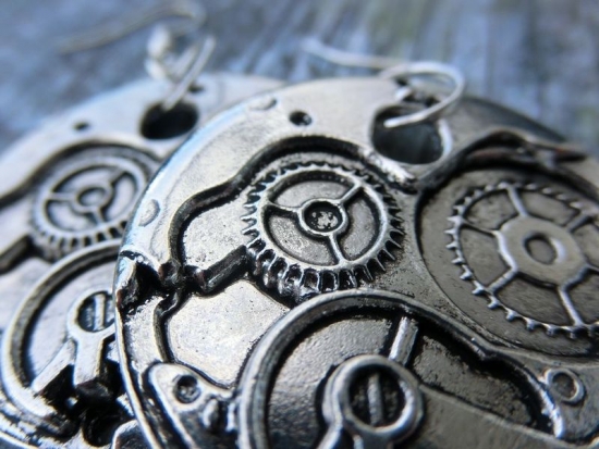 Preview: Uhrwerk Ohrringe Zahnrad Uhr Clock Watch